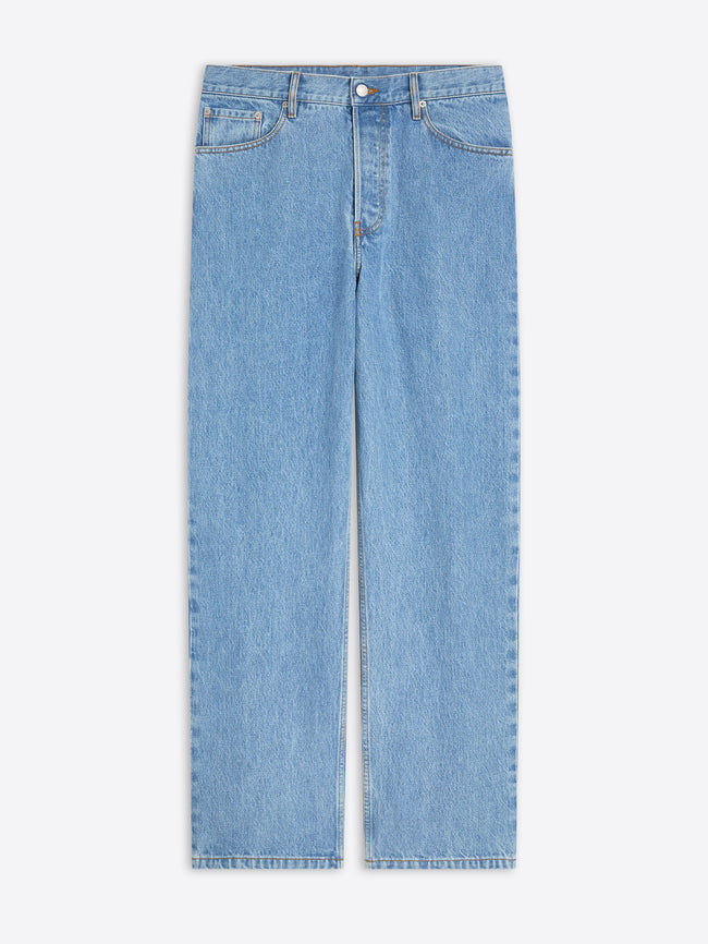 Light blue jeans on a white background