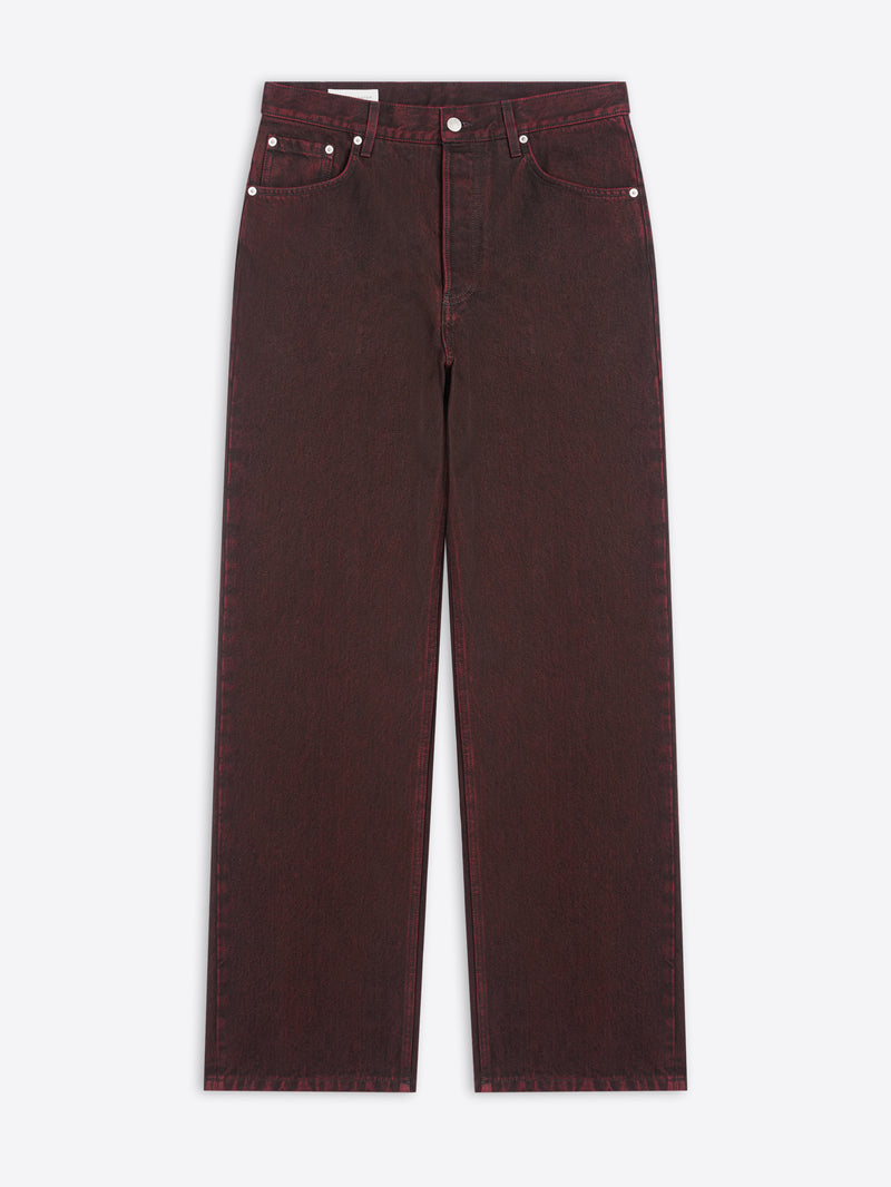 Red jeans on a white background