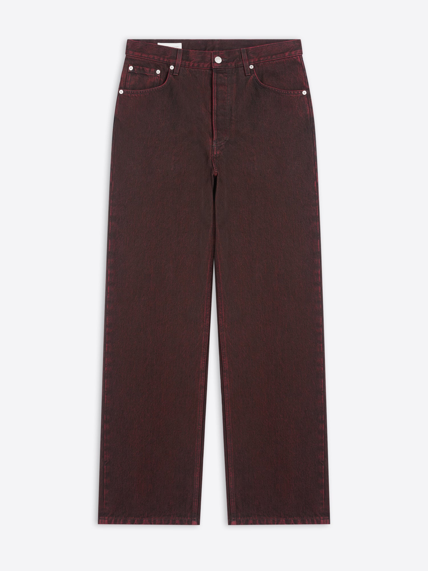 Red jeans on a white background