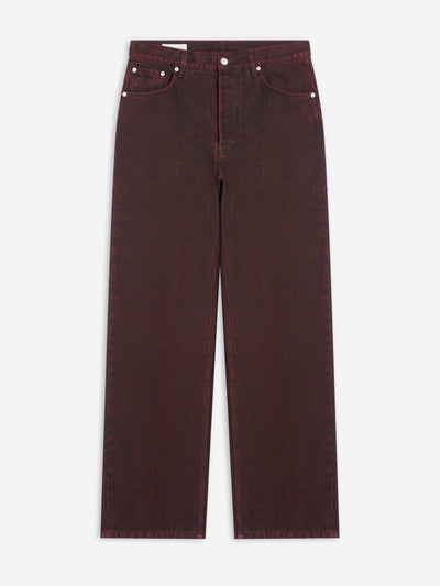 Red jeans on a white background