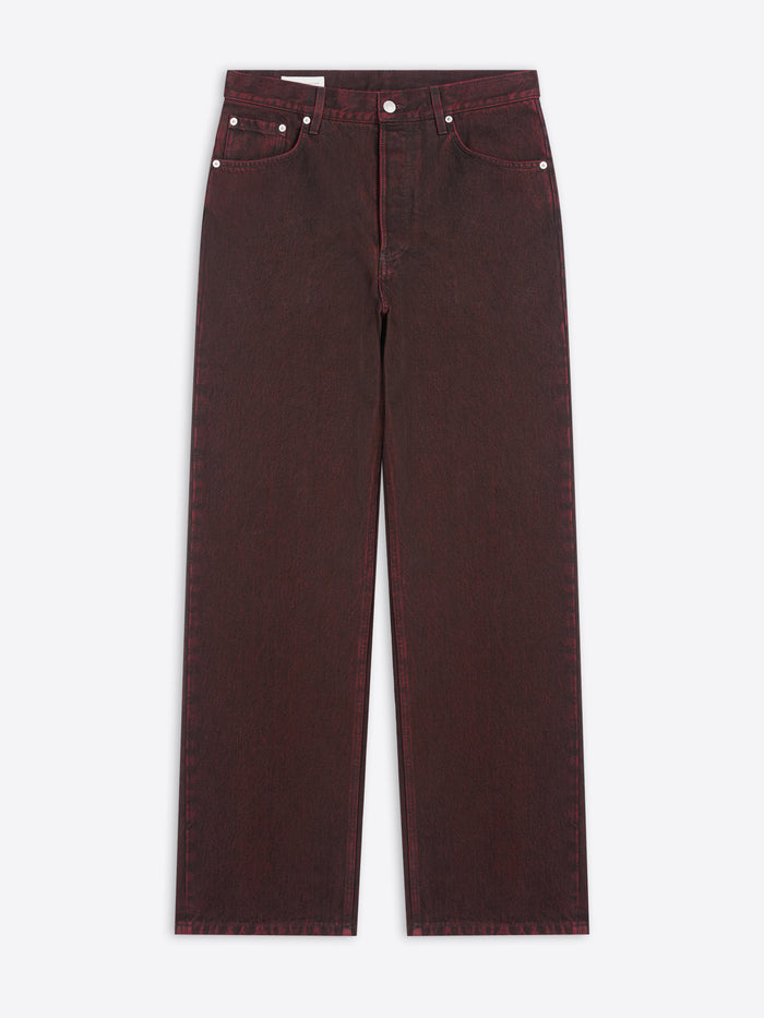 Red jeans on a white background