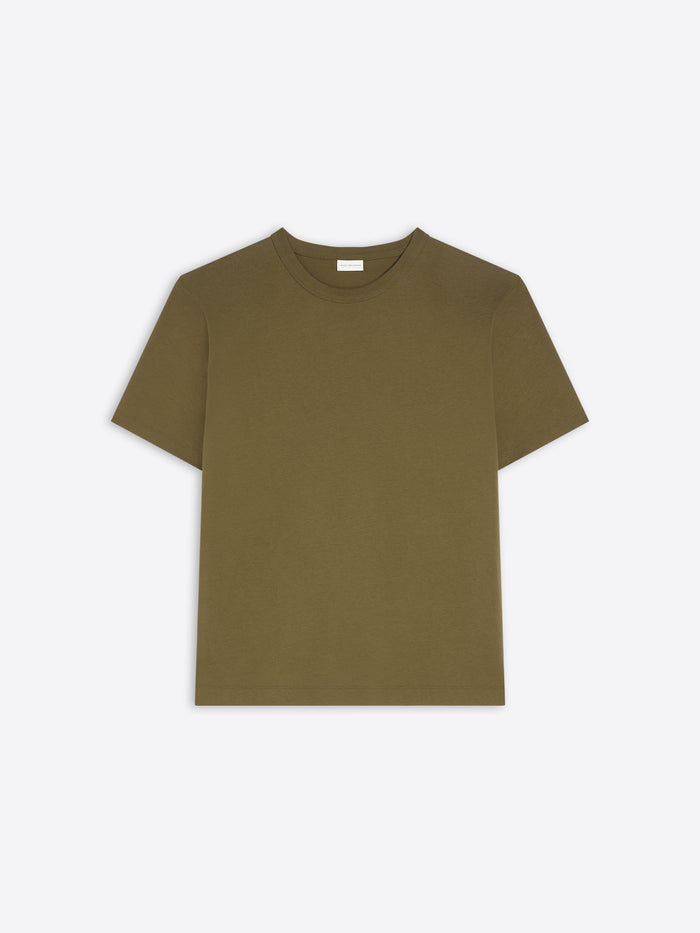 Khaki t-shirt on a white background