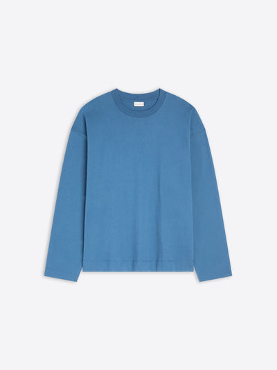 Blue long-sleeve shirt on a white background