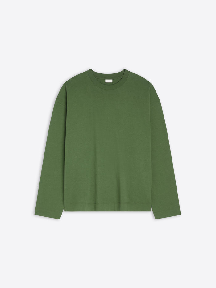 Green long-sleeve sweatshirt on a white background