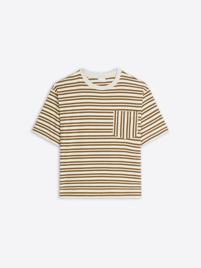 Striped t-shirt with a pocket on a white background