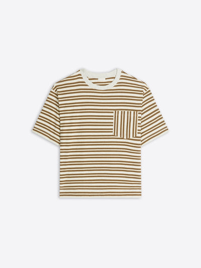 Striped t-shirt with a pocket on a white background