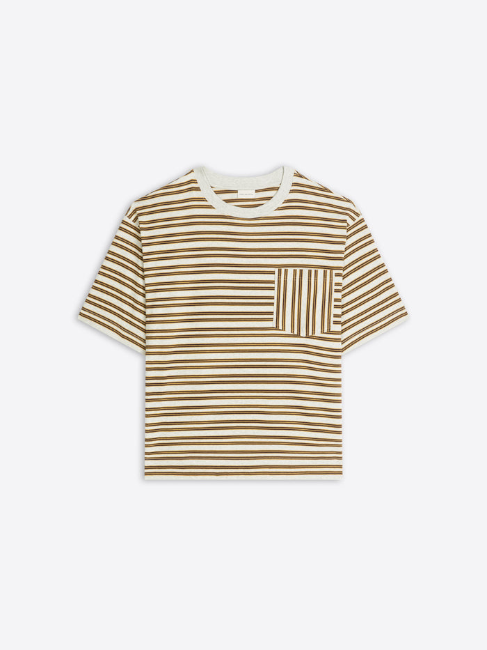 Striped t-shirt with a pocket on a white background