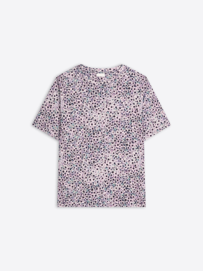 Floral patterned t-shirt on a white background