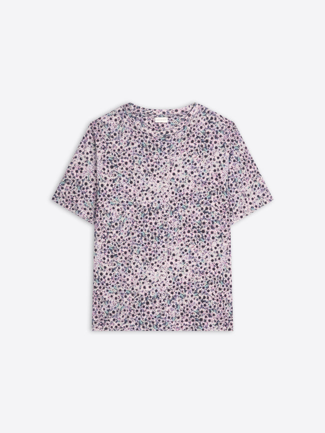 Floral patterned t-shirt on a white background