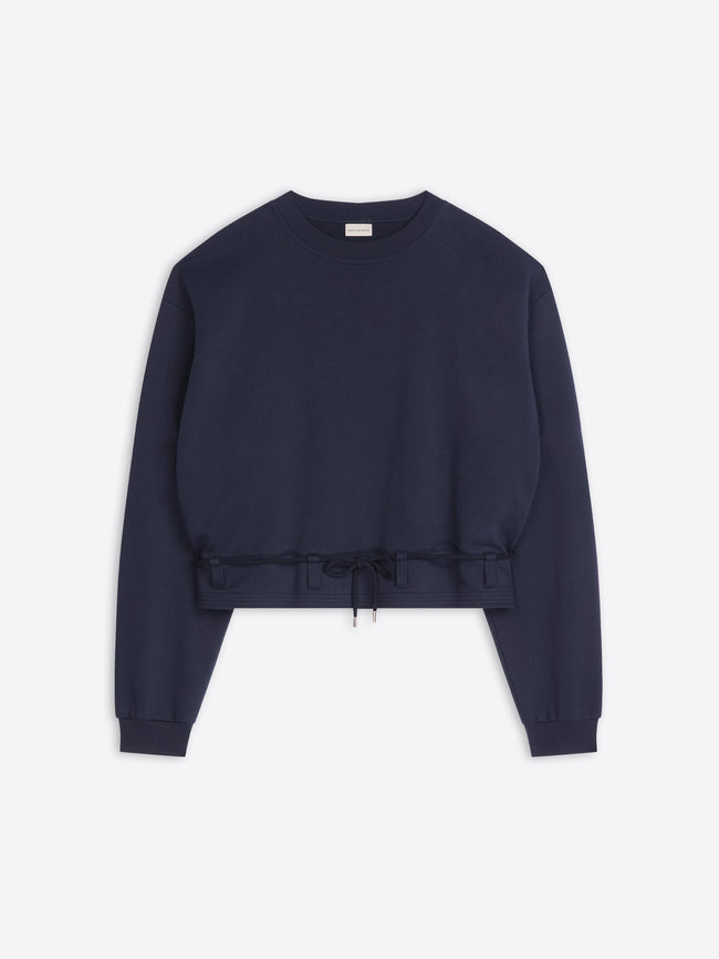 Navy blue sweatshirt on a white background