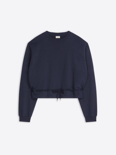 Navy blue sweatshirt on a white background