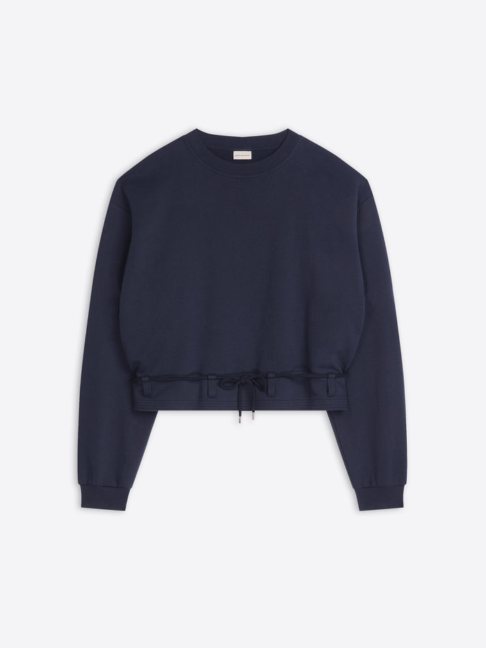 Navy blue sweatshirt on a white background
