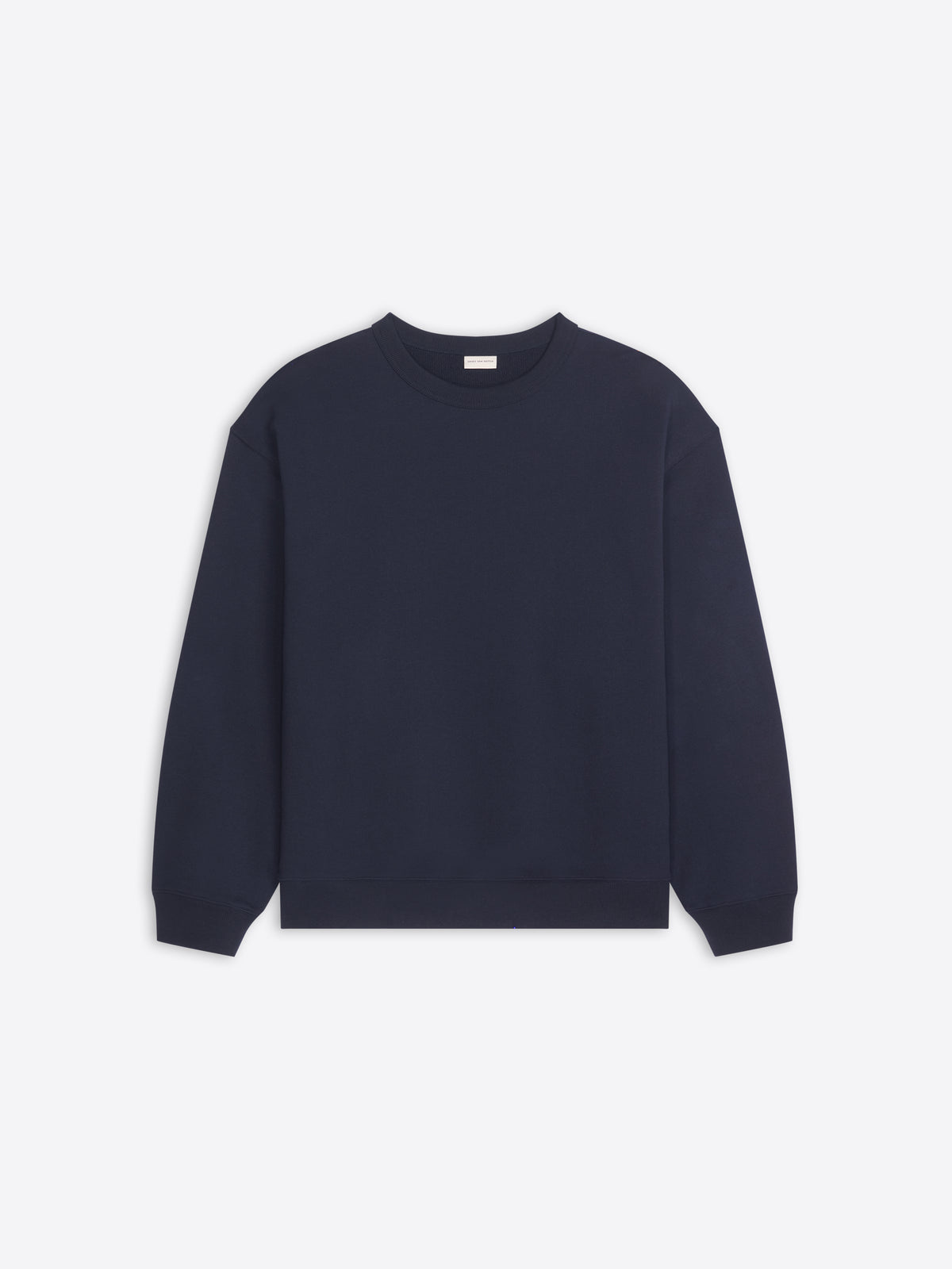 Navy blue sweatshirt on a light gray background