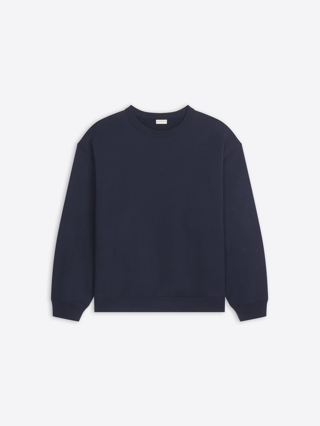 Navy blue sweatshirt on a light gray background