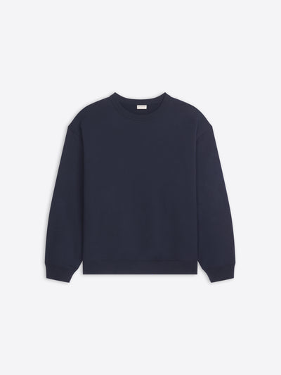 Navy blue sweatshirt on a light gray background