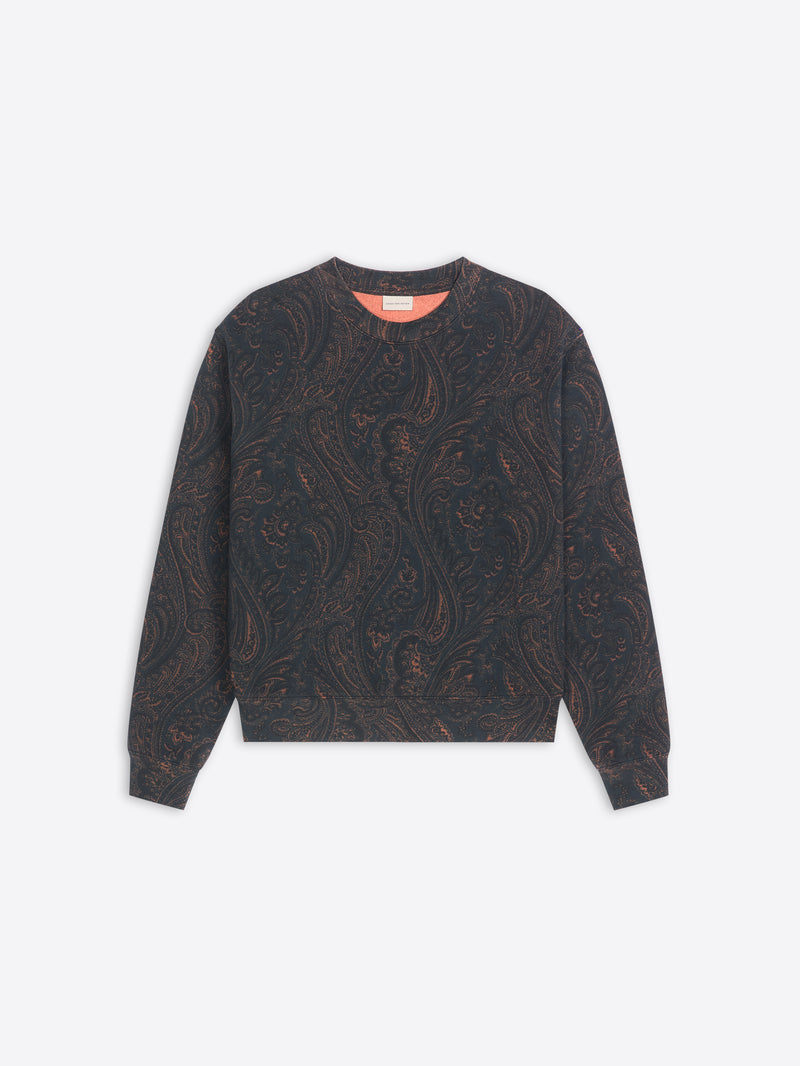 Sweatshirt with a paisley pattern on a white background