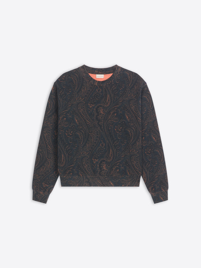 Sweatshirt with a paisley pattern on a white background