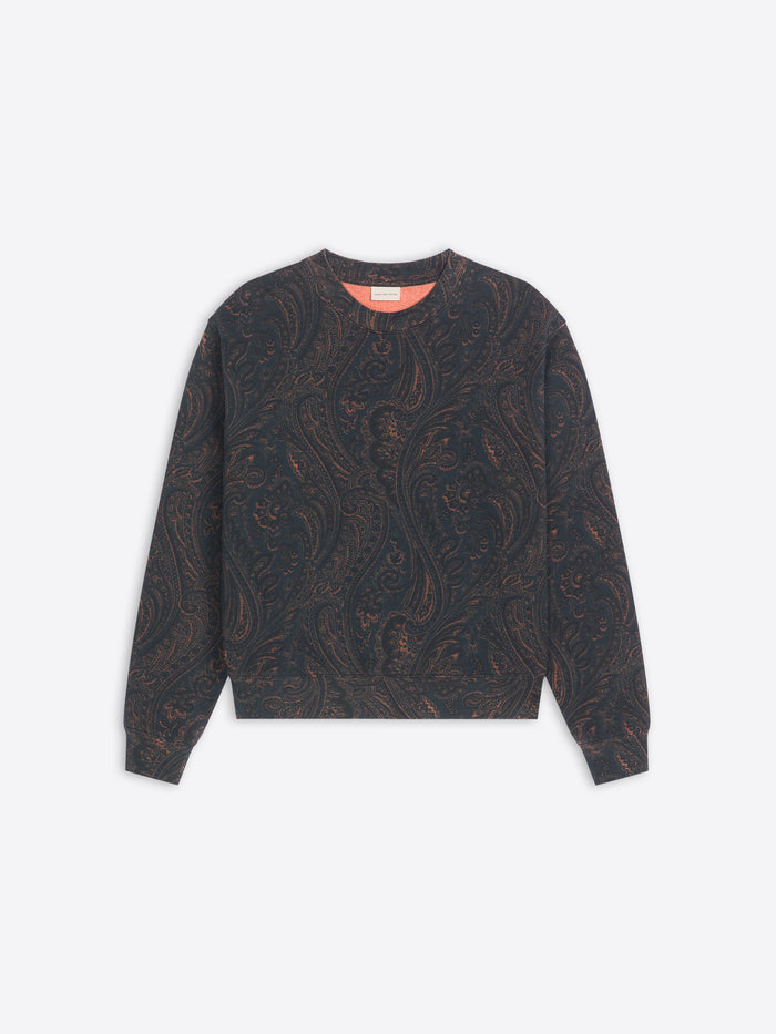 Sweatshirt with a paisley pattern on a white background