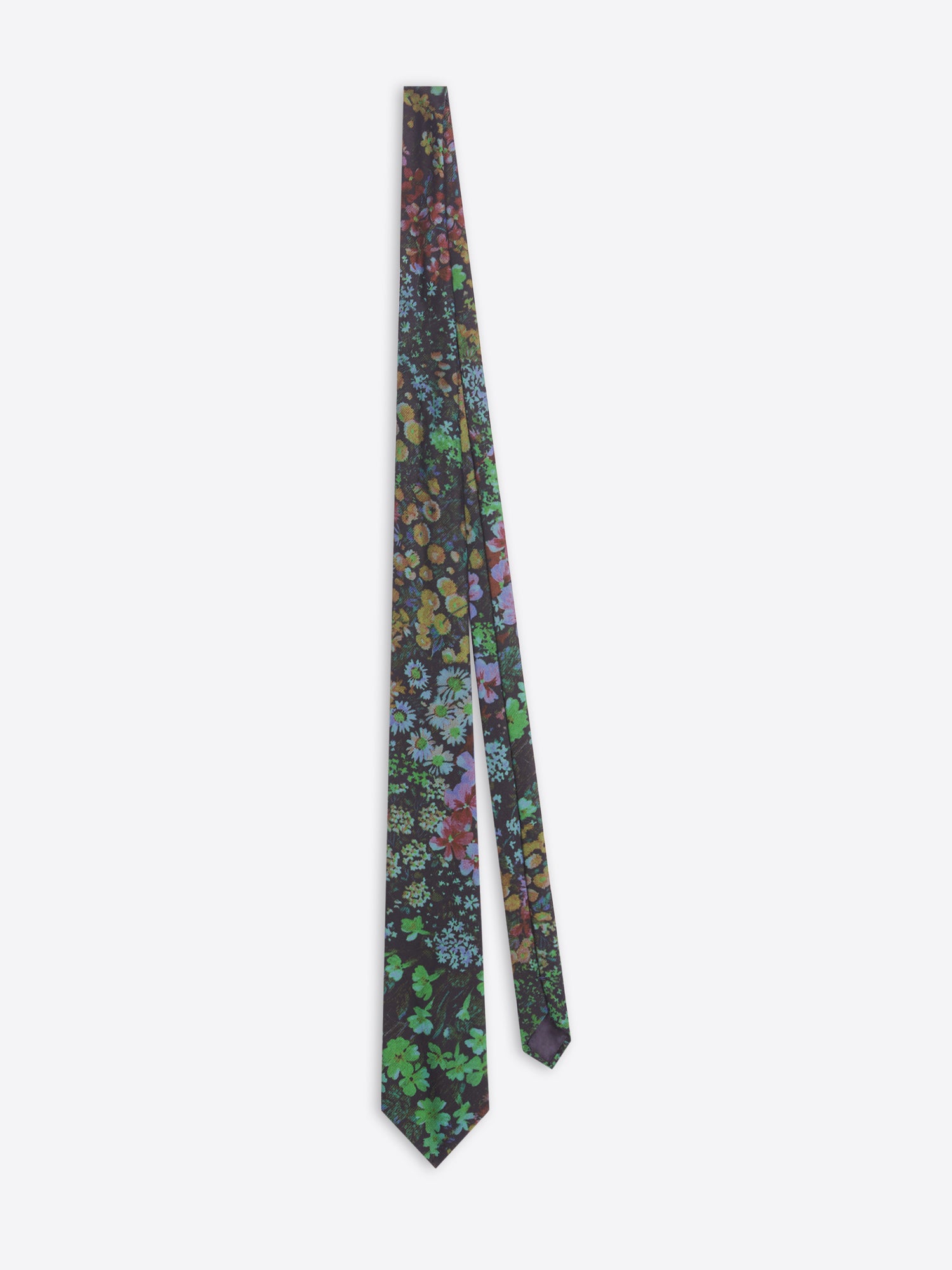 Floral patterned tie on a white background
