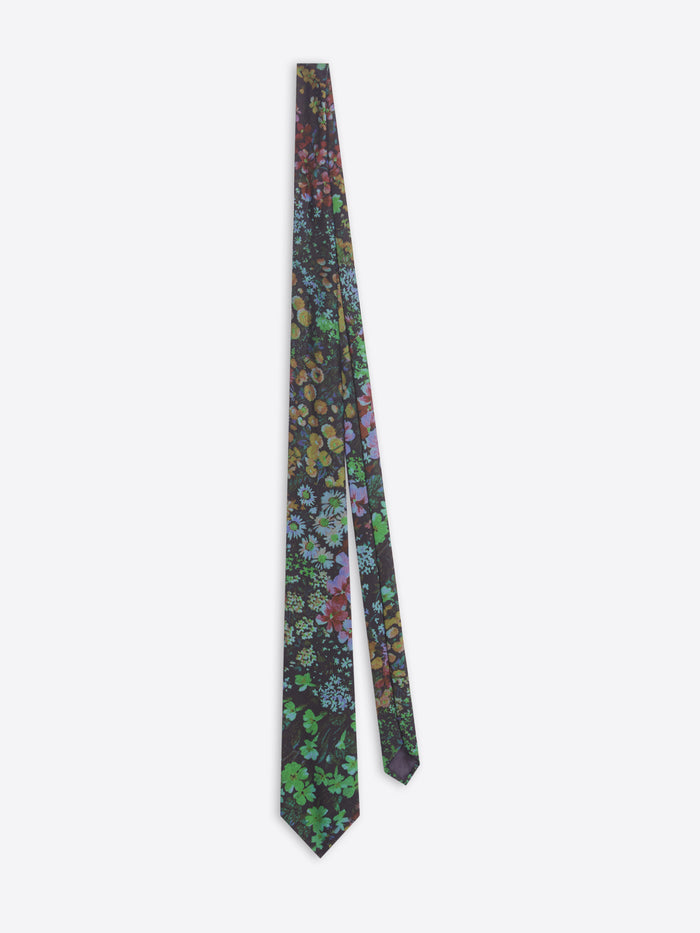 Floral patterned tie on a white background