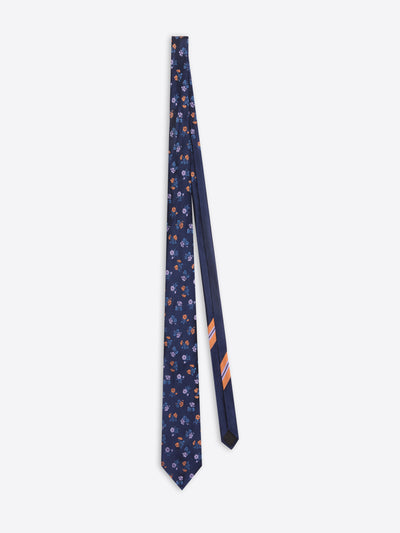 Dark tie with a subtle geometric pattern on a white background 