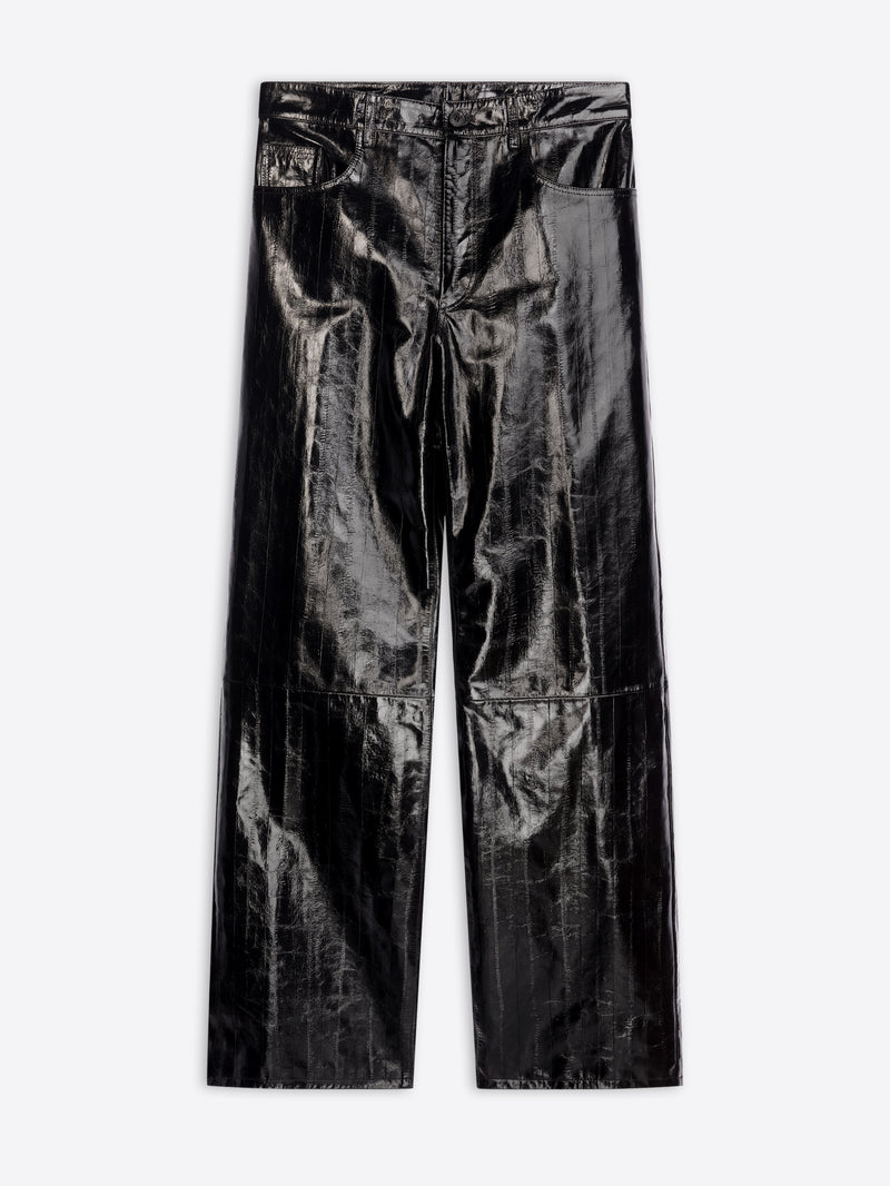 Black leather pants on a white background