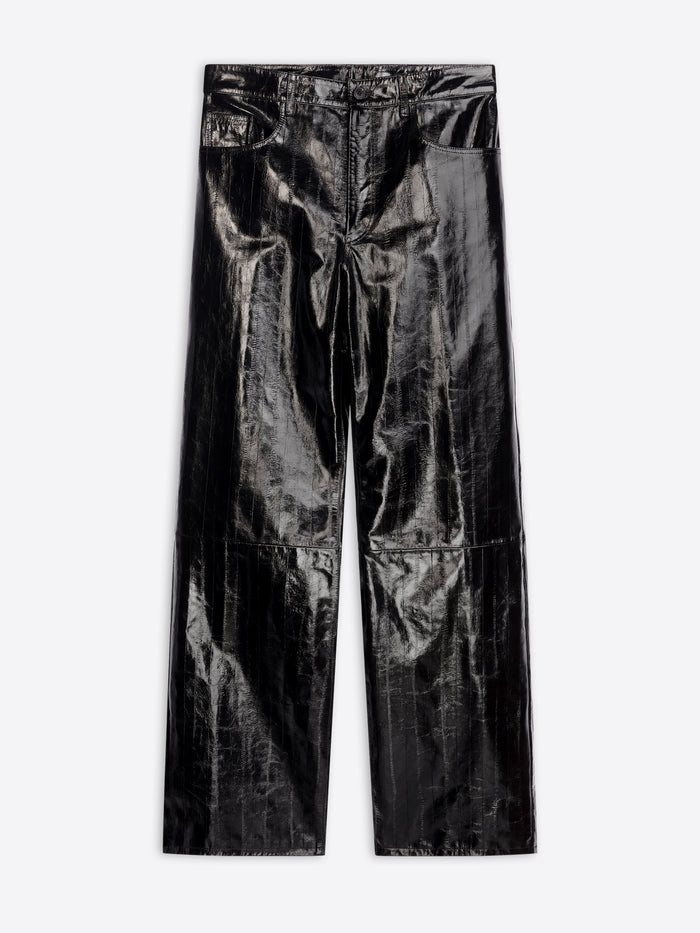 Black leather pants on a white background