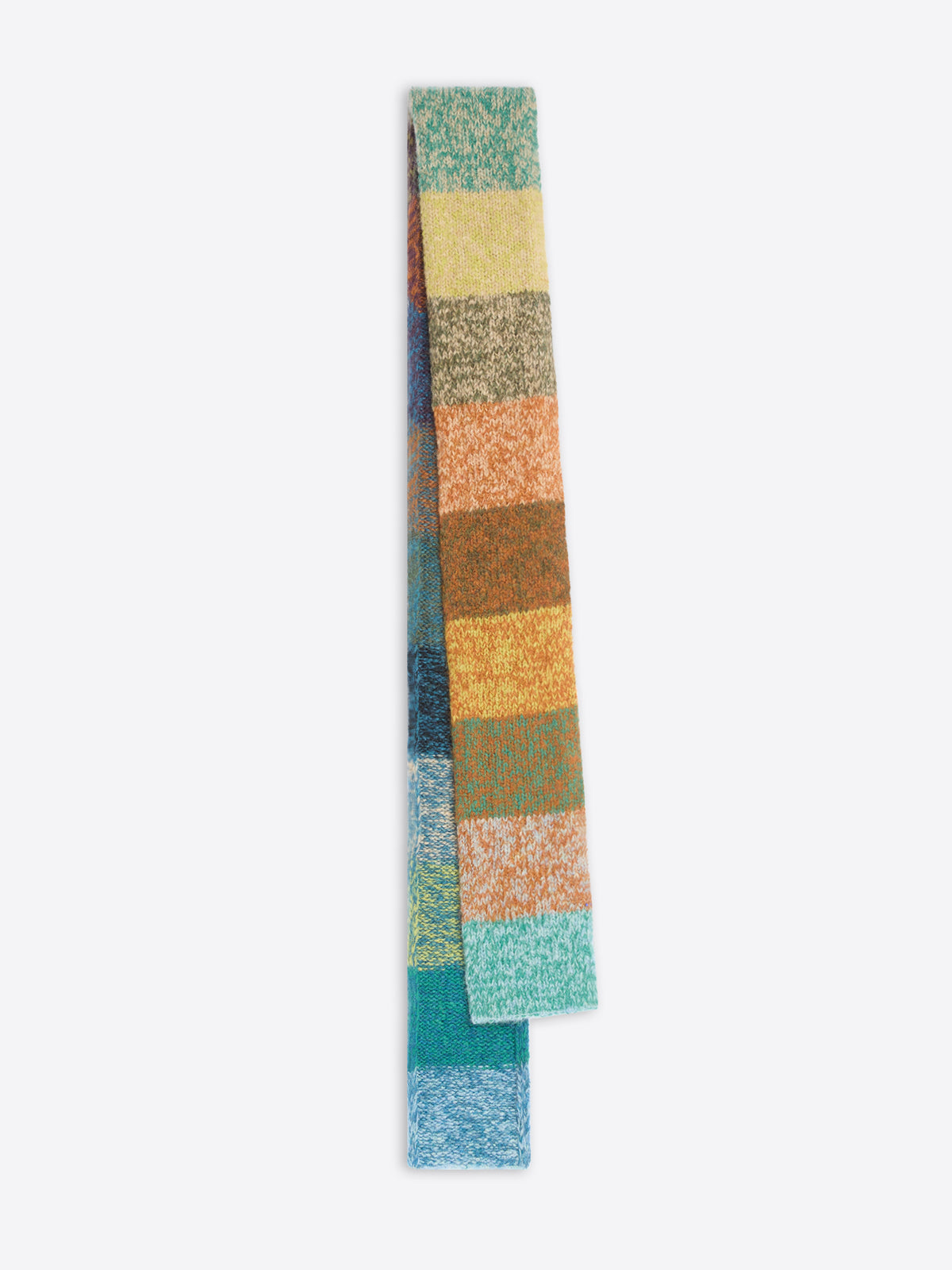 Colorful striped scarf on a white background