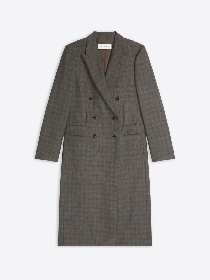 Gray checkered coat on a white background