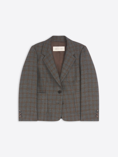Plaid blazer on a light gray background