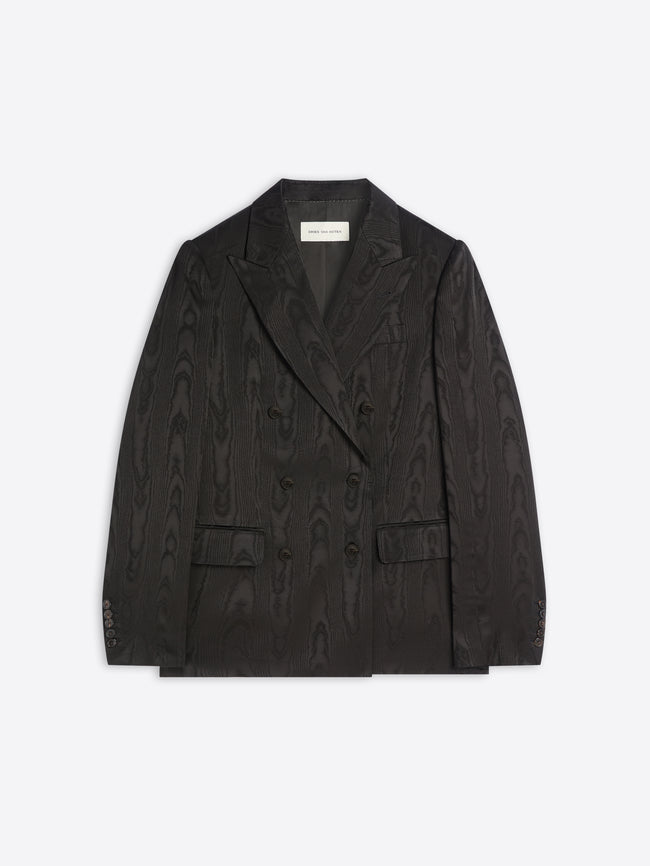 Dark brown textured blazer on a light gray background