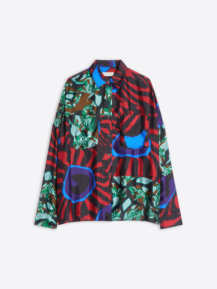 Colorful patterned shirt on a white background
