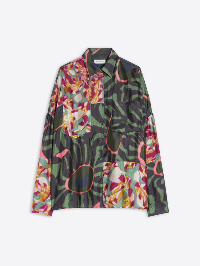 Colorful patterned shirt on a white background