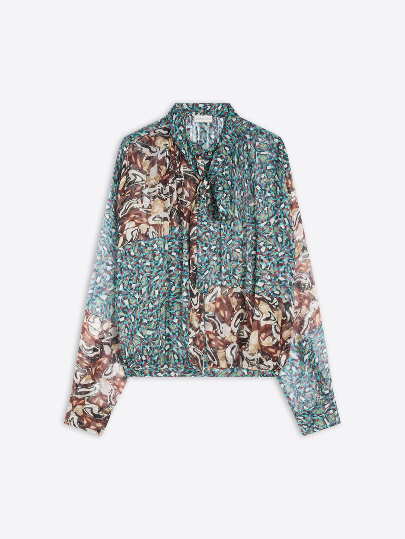 Floral patterned blouse on a white background