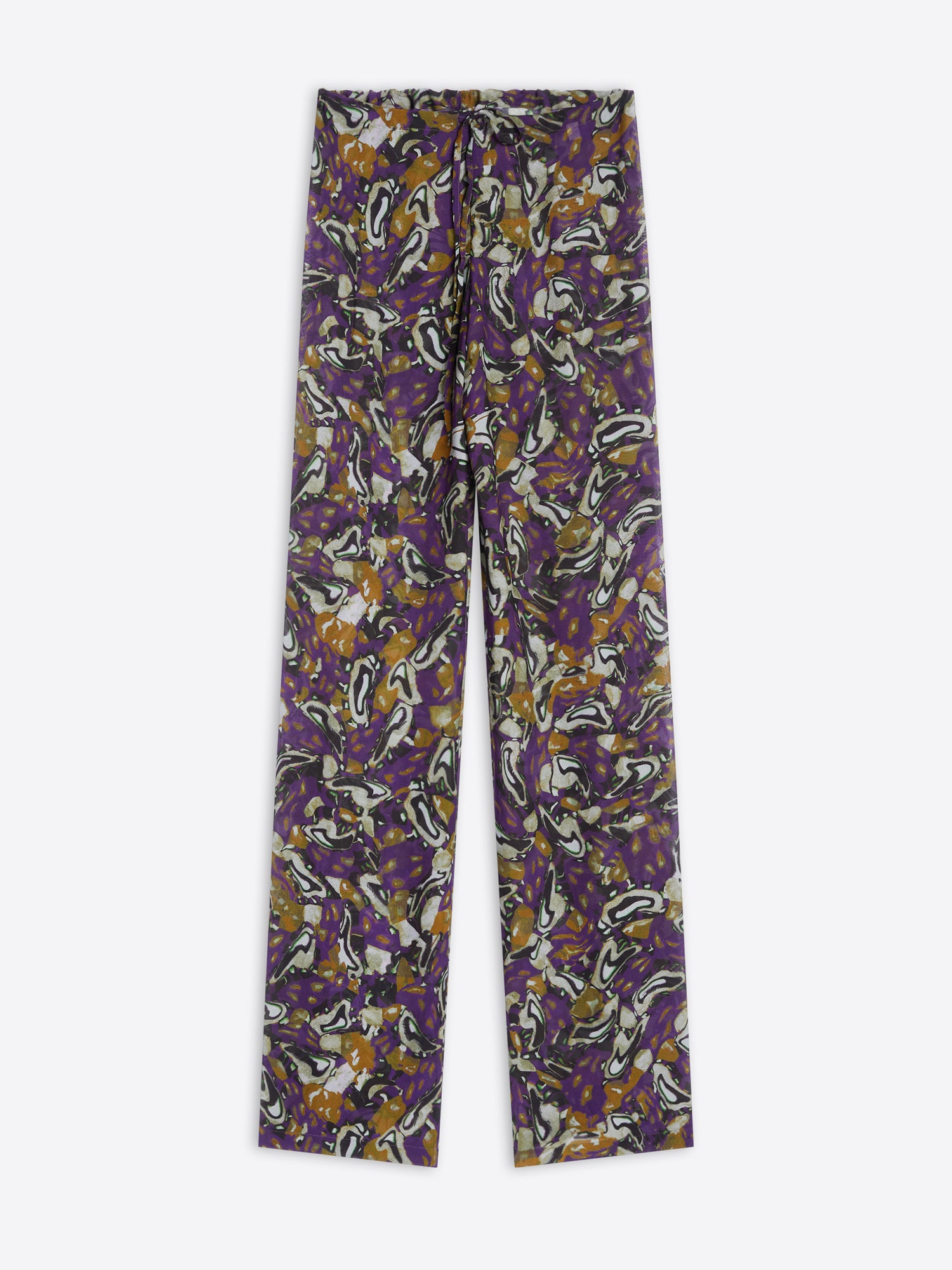 Floral-patterned pants on a white background