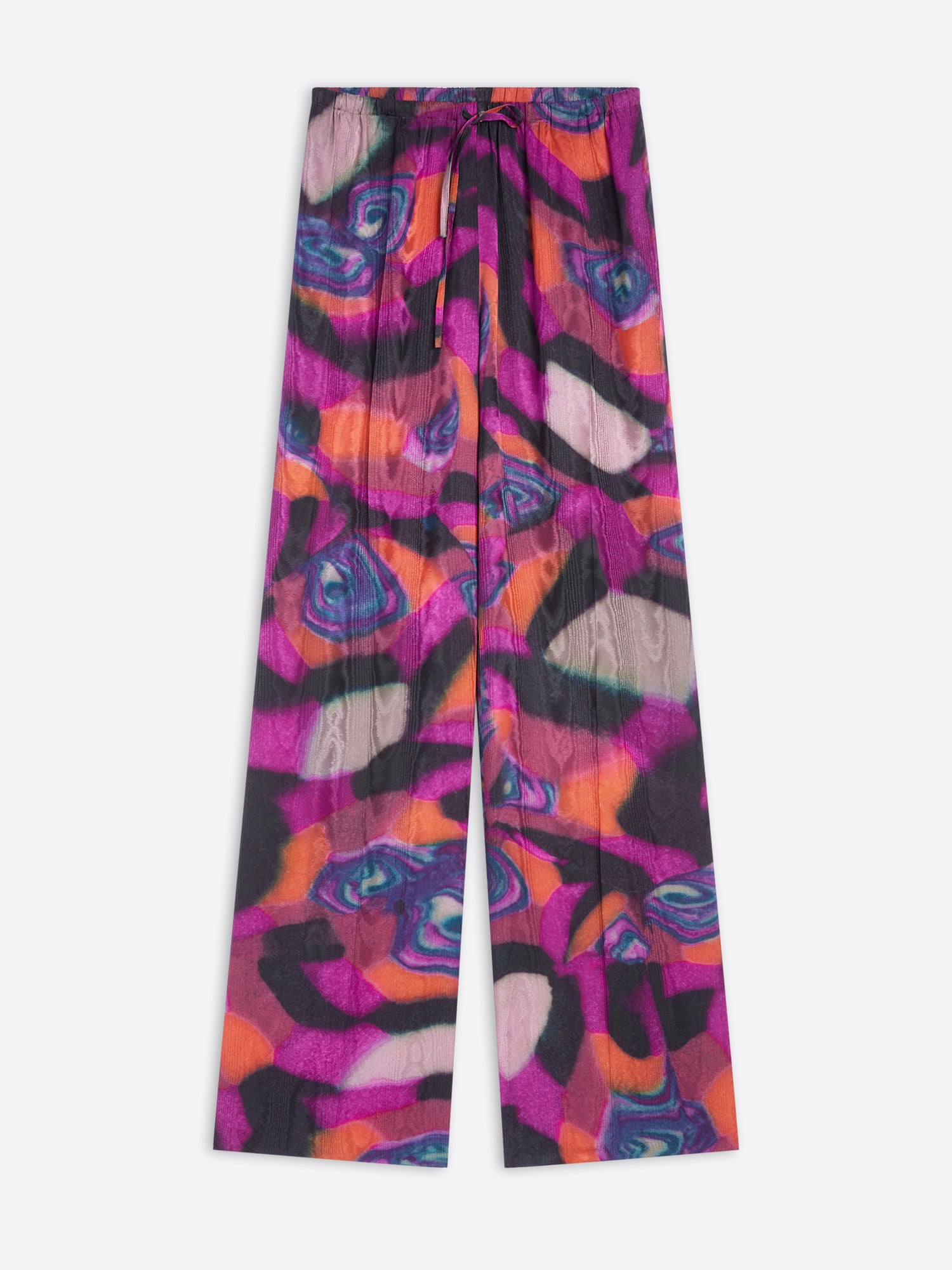 Colorful patterned pants on a white background