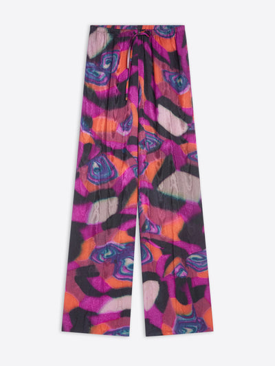 Colorful patterned pants on a white background