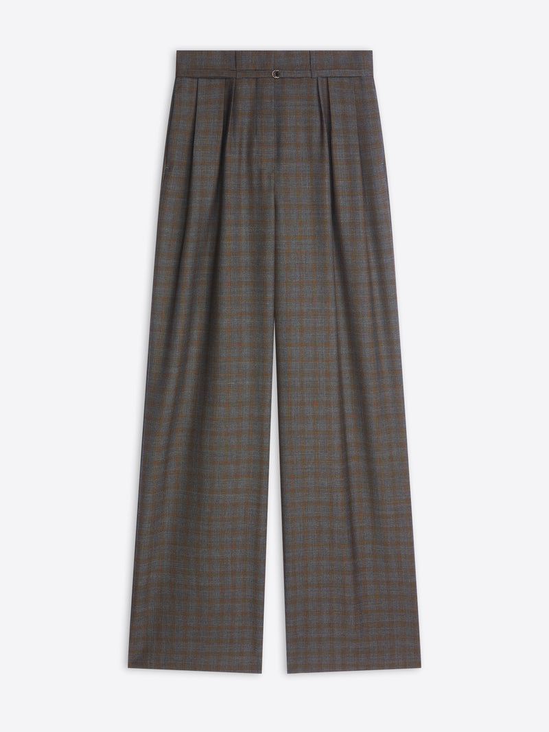 Plaid gray checkered pants on a white background