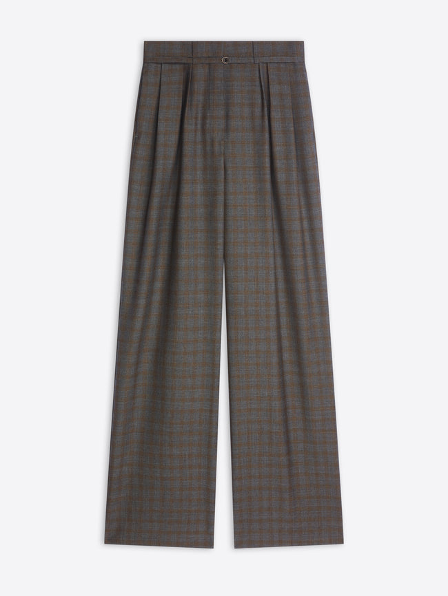Plaid gray checkered pants on a white background
