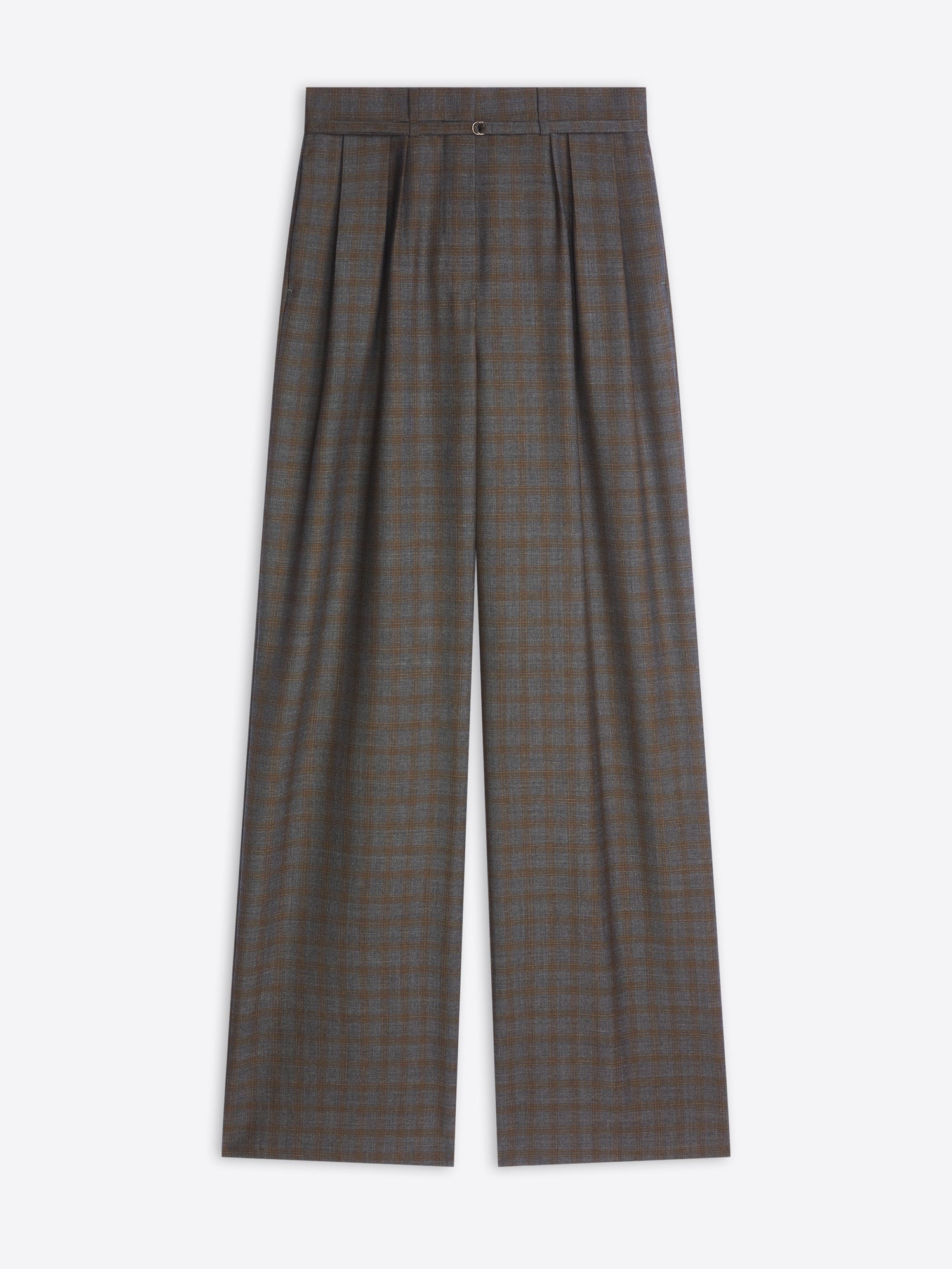 Plaid gray checkered pants on a white background