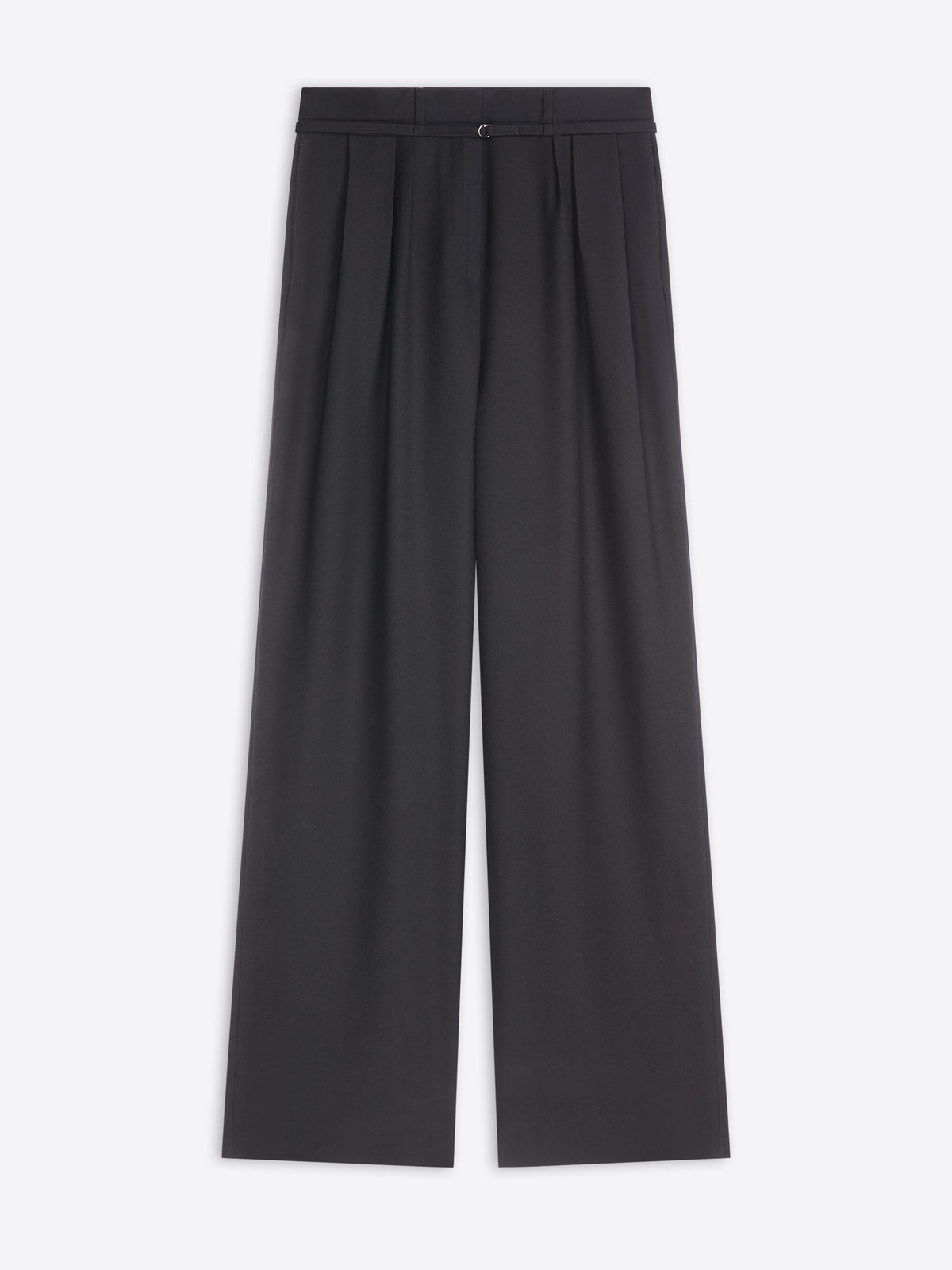 Black wide-leg pants on a white background