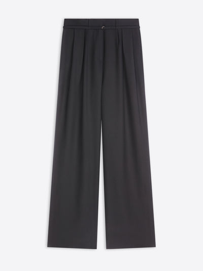 Black wide-leg pants on a white background
