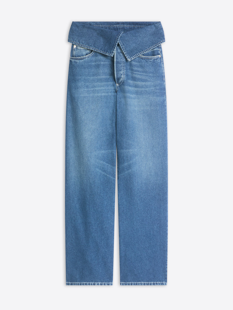 Blue jeans on a white background