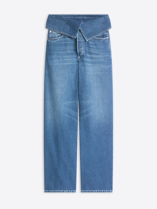Blue jeans on a white background