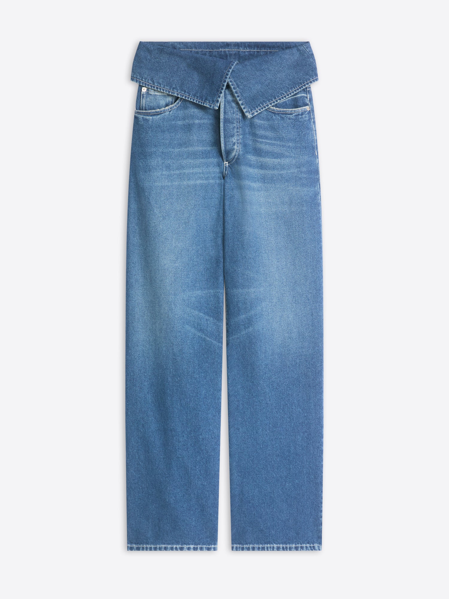 Blue jeans on a white background
