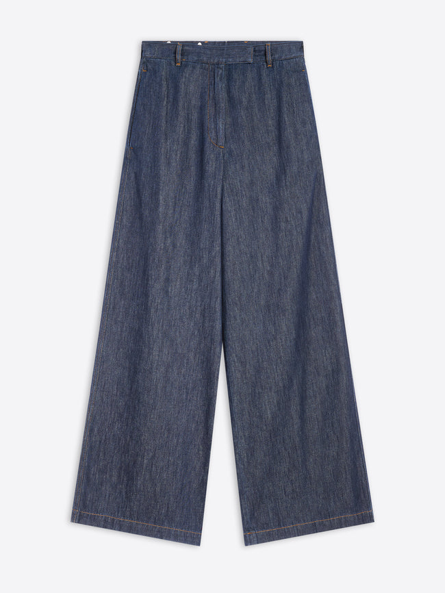 Pair of blue jeans on a white background