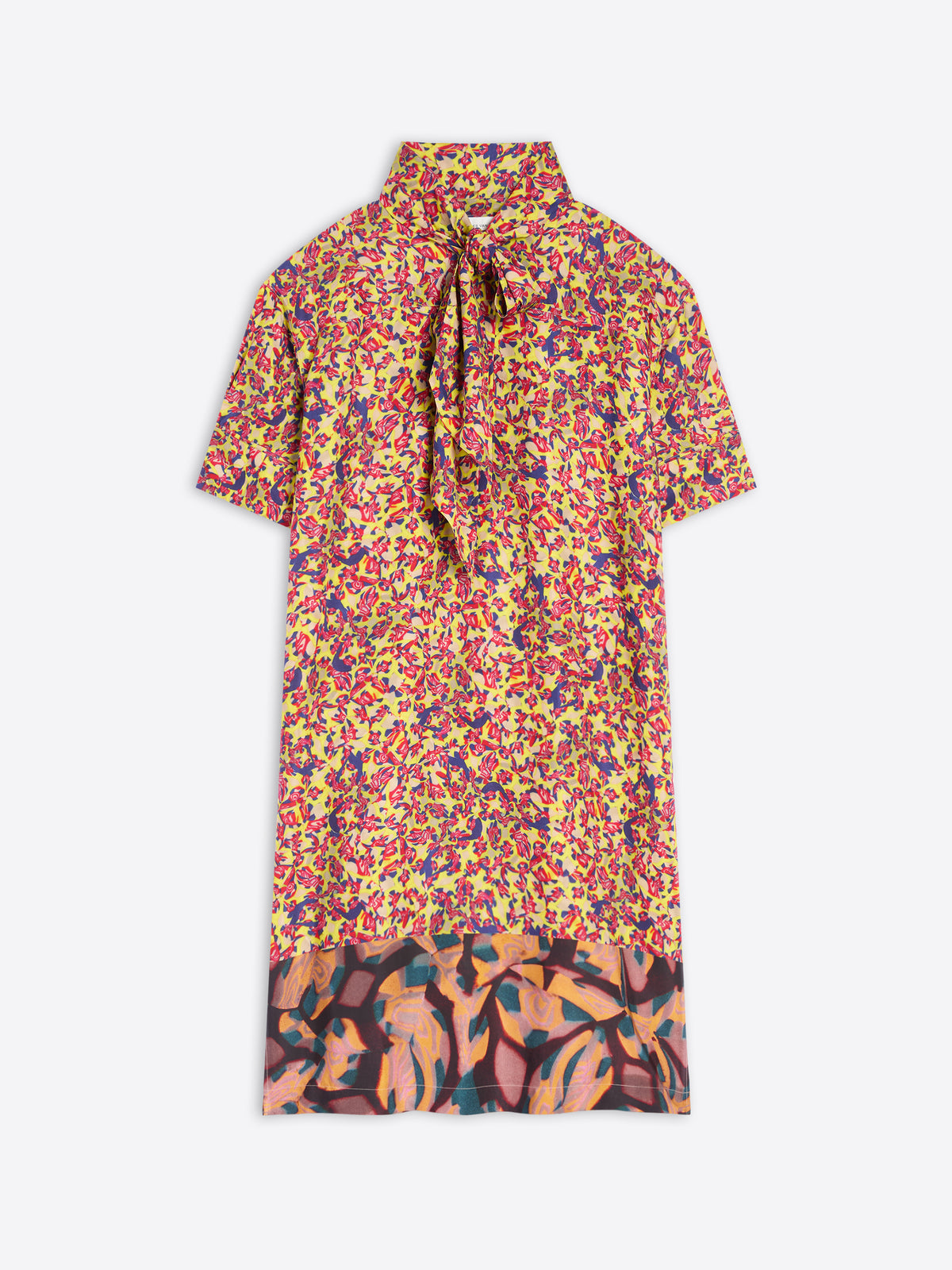Colorful dress with a floral design on a white background
