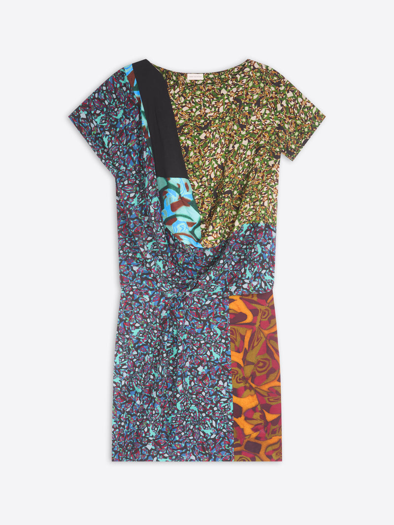 Multicolored patterned dress  on a white background