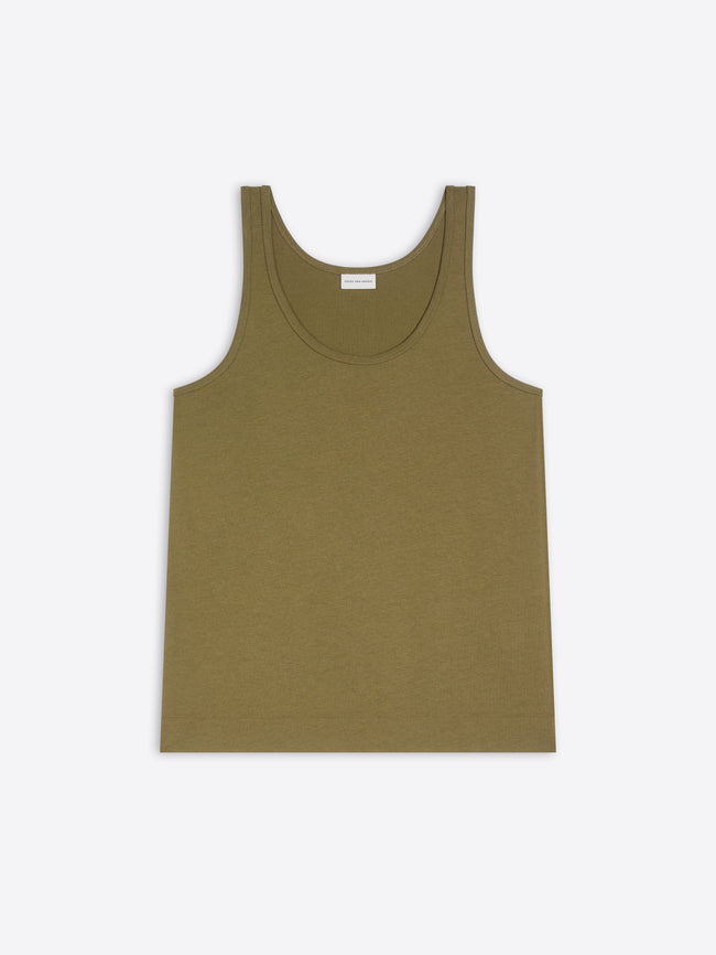 Green tank top on a white background