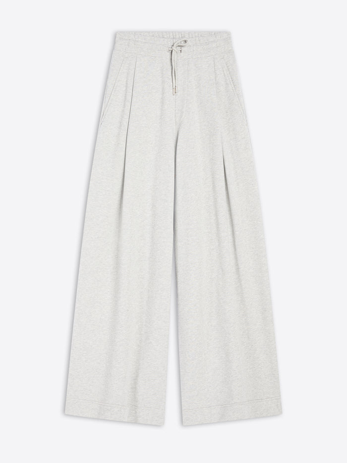 Light gray wide-leg pants on a white background